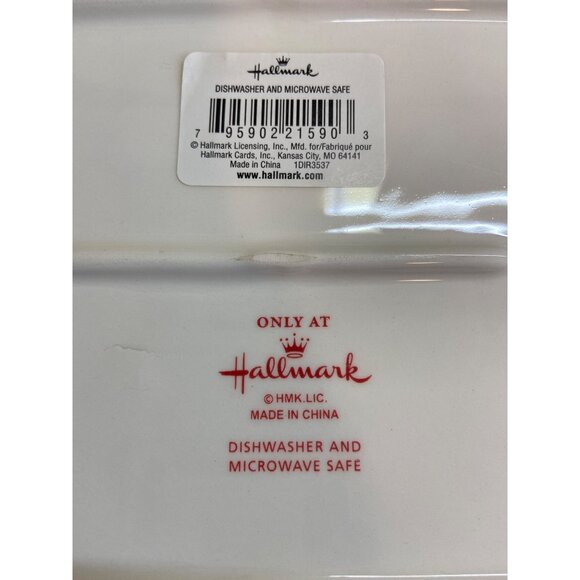 Hallmark Exclusive Green Christmas Rectangular Tray Red Cardinal Design Ceramic - Picture 6 of 6